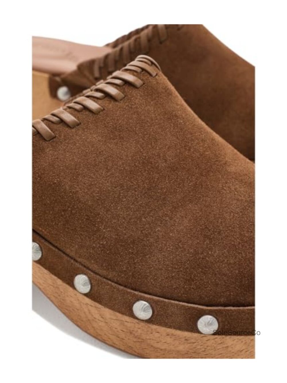 Daphine Suede Clogs Block Heel Round Toe Pull-On Mules - Picture 5 of 6